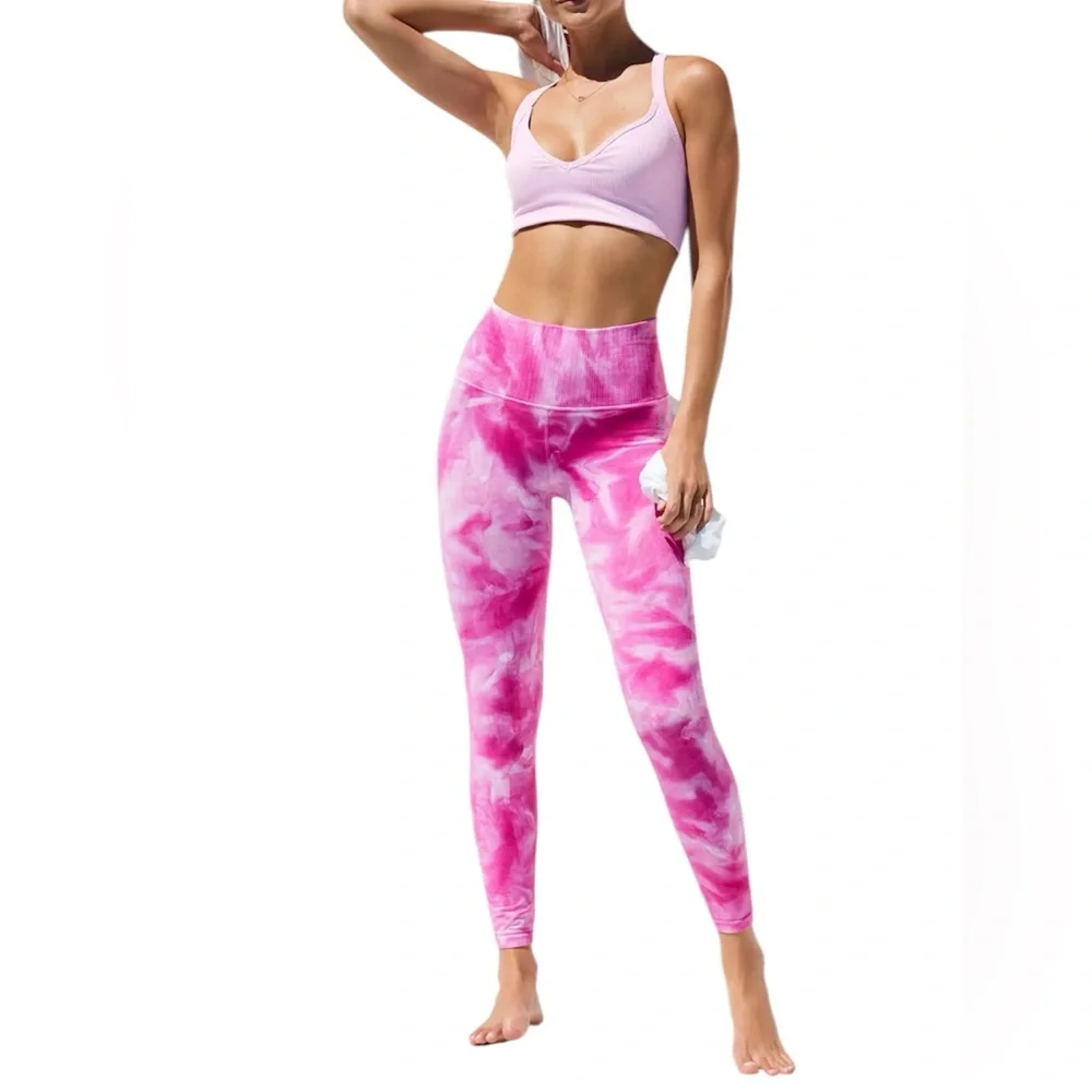 Free People Movement Good Karma Pink‎ Tie-Dye Women's Leggings Size Xs-Small